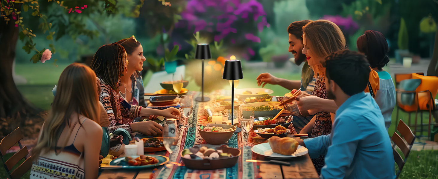 Бездротові LED-лампи настільні, 2 шт. з регулюванням яскравості, 3000K та RGB, перезаряджаються через USB-C, вологостійкі, 5500mAh (Чорний)