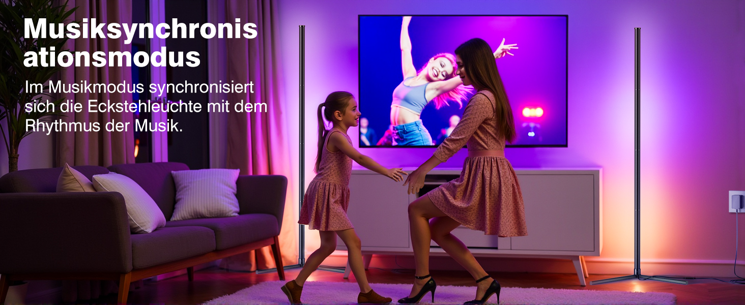 LED Торшер у вітальню RGB з димером, пультом та керуванням через додаток. Кутова LED лампа з 16 млн кольорів, 68+ режимів, музичний режим для спальні та геймінгу