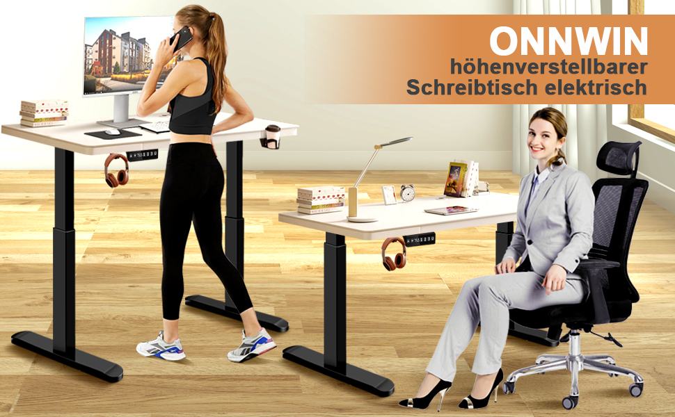 Регульований за висотою стіл (підйомний) електричний з 2 моторами, чорний. Панель керування з 3 пам'яттю, максимальне навантаження 200 кг. Тільки каркас.