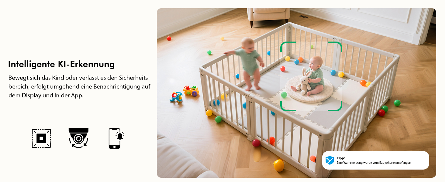 Відеоняня з камерою 1080P HD PTZ 360° та Wi-Fi: монітор для немовлят з додатком, нічним баченням, 4x Zoom, детекцією руху/звуку, двостороннім аудіо, автотрекінгом та сповіщеннями