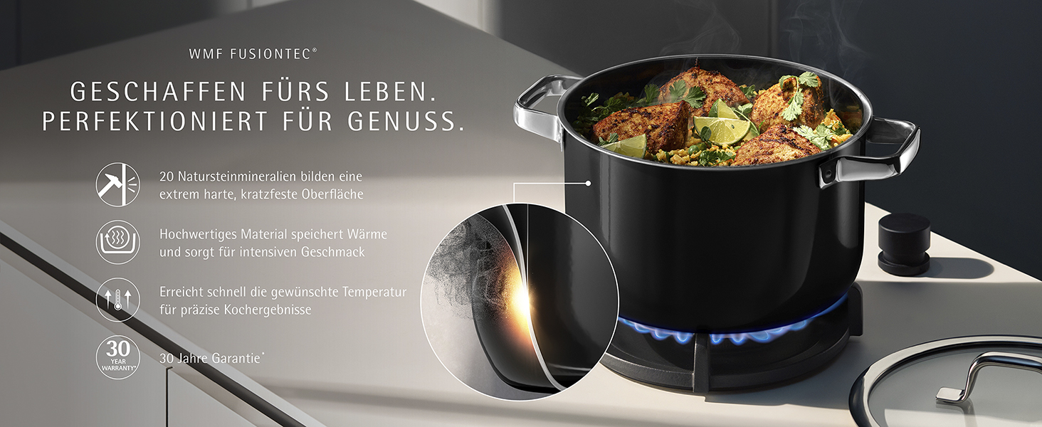 Набір каструль WMF Fusiontec Mineral Pro 4 шт, індукція, нержавіюча сталь, чорний, Made in Germany
