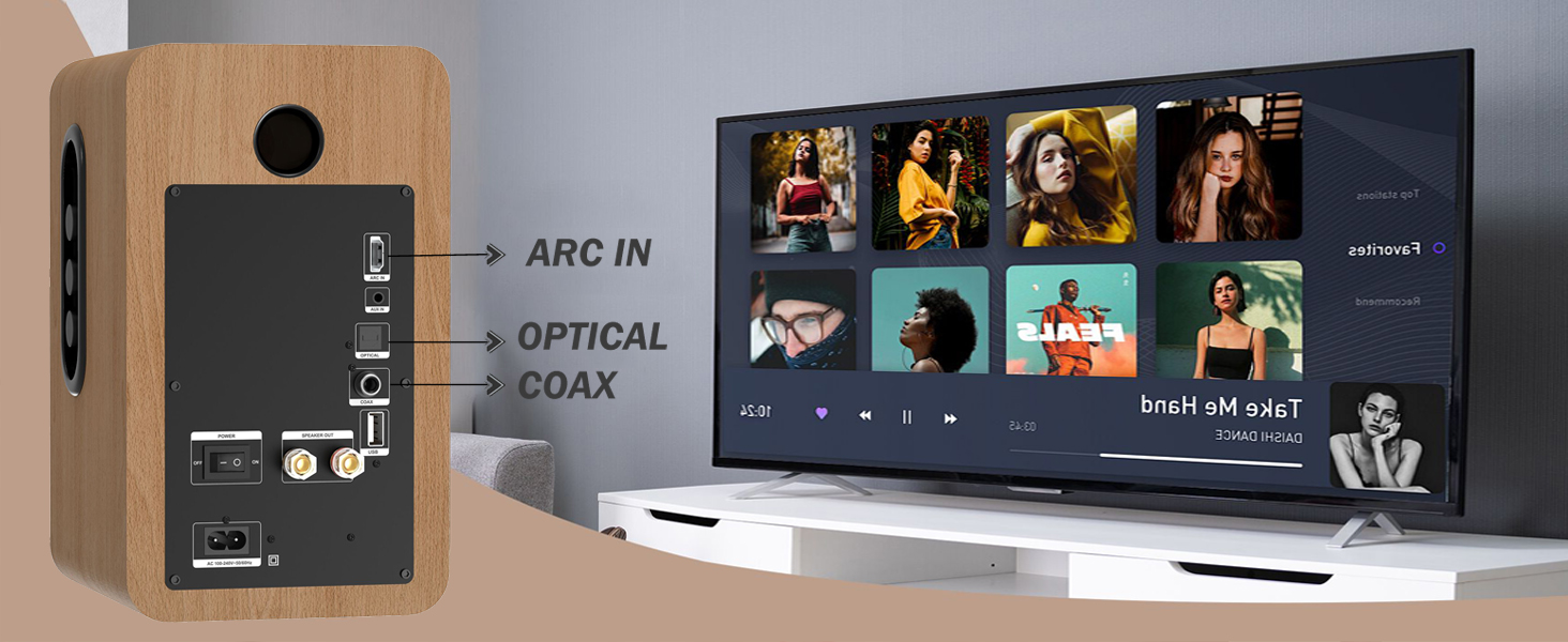 LONPOO LP-42S/LP-42X-YELLOW: Компактні Bluetooth колонки з USB, AUX та виходом для навушників | 30W, 3-дюймовий динамік, дерев'яний корпус