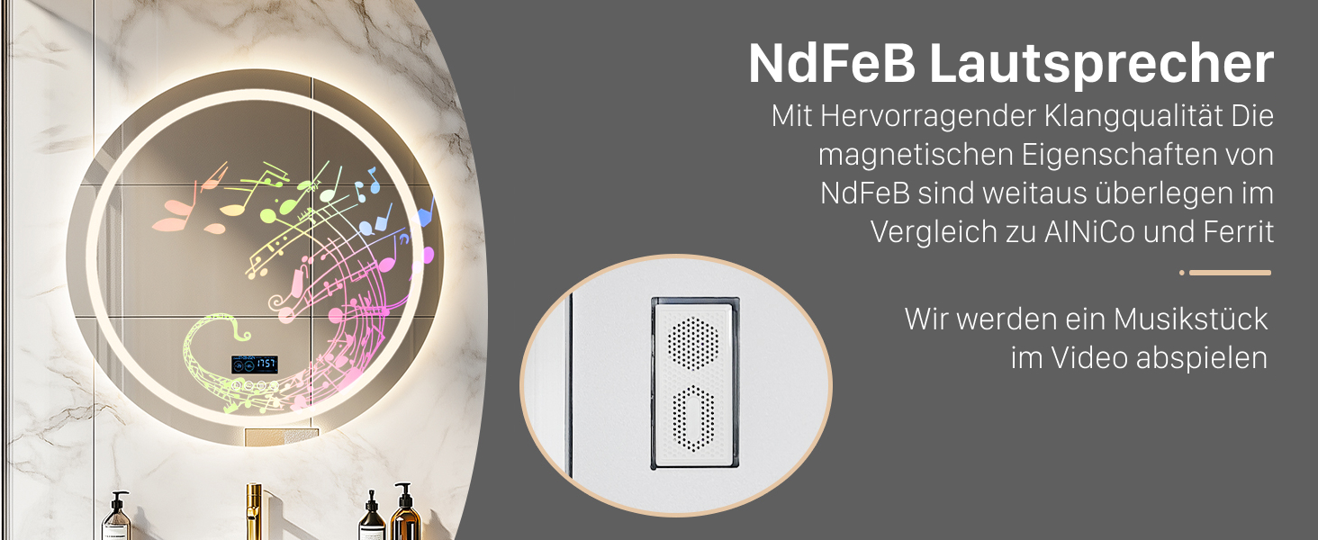 Дзеркало для ванної кімнати LUVODI круглої форми з підсвічуванням: LED дзеркало 60 см з фоновою та фронтальною підсвіткою, 3 кольори, регулювання яскравості, сенсорне управління, антизапар, енергозбереження, для ванної кімнати, гостьового туалету (Bluetooth, підсвічування, 80x80 см)