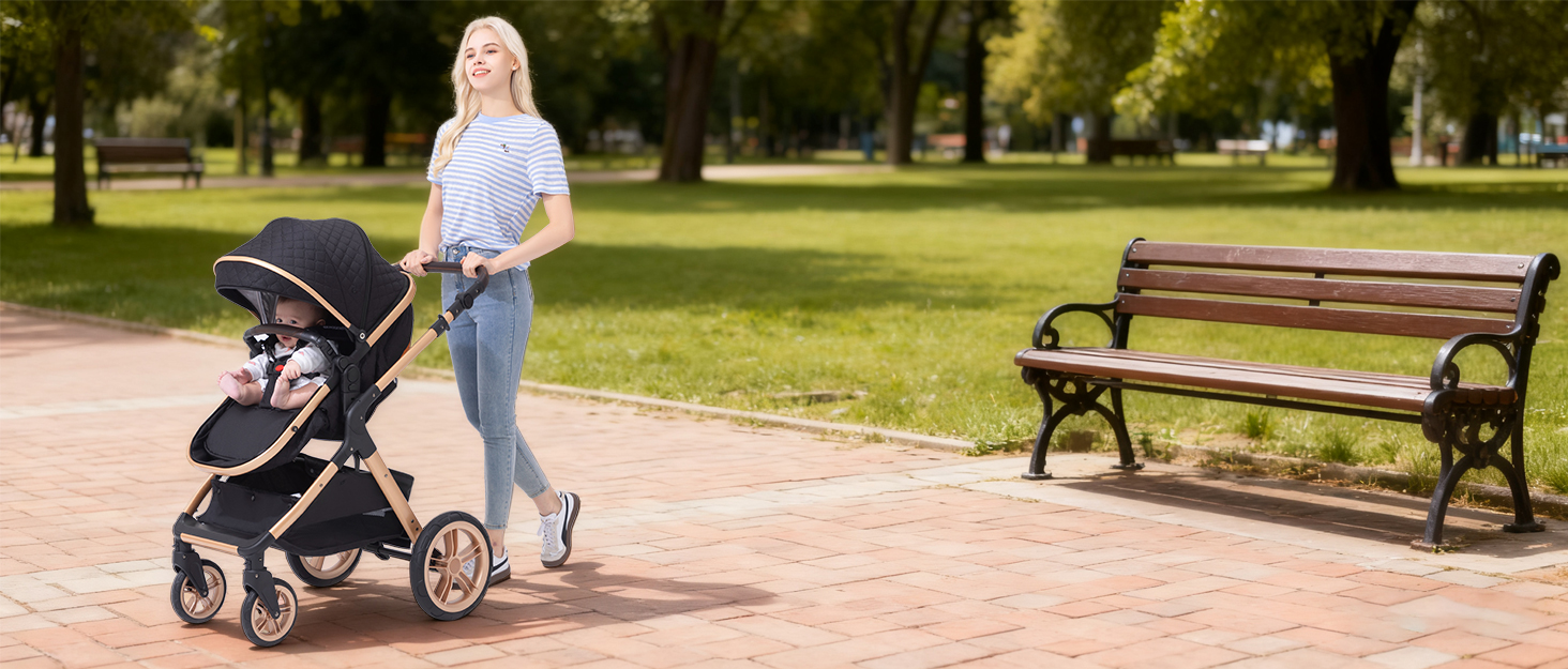 Дитяча коляска Glokid 3 в 1, комбінована коляска з подорожним системним набором, москітна сітка, дощовик, футм'юк, складна, положення для лежання, висока шасі (LV9 Рожевий)