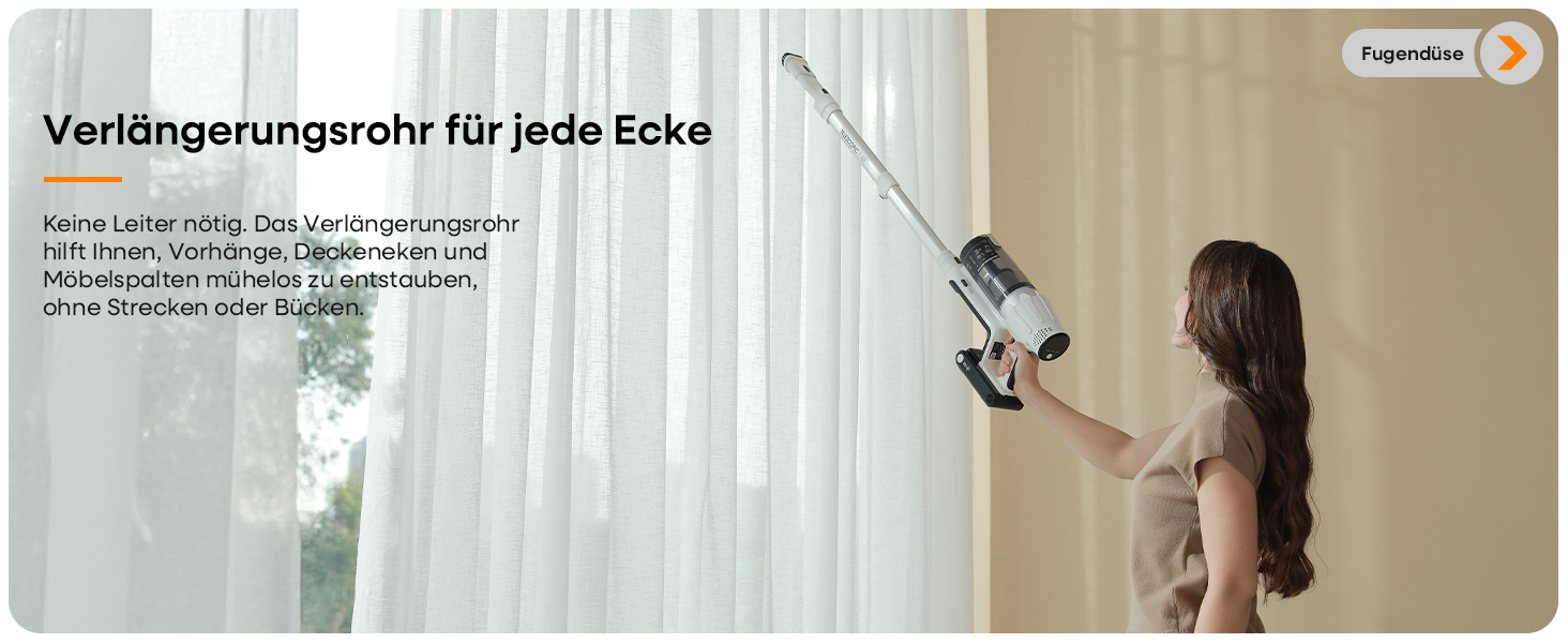 Акумуляторний пилосос ElecKeys 48000 Па, 580 Вт, 65 хв з LED дисплеєм, для підлоги, килимів та шерсті тварин, білий