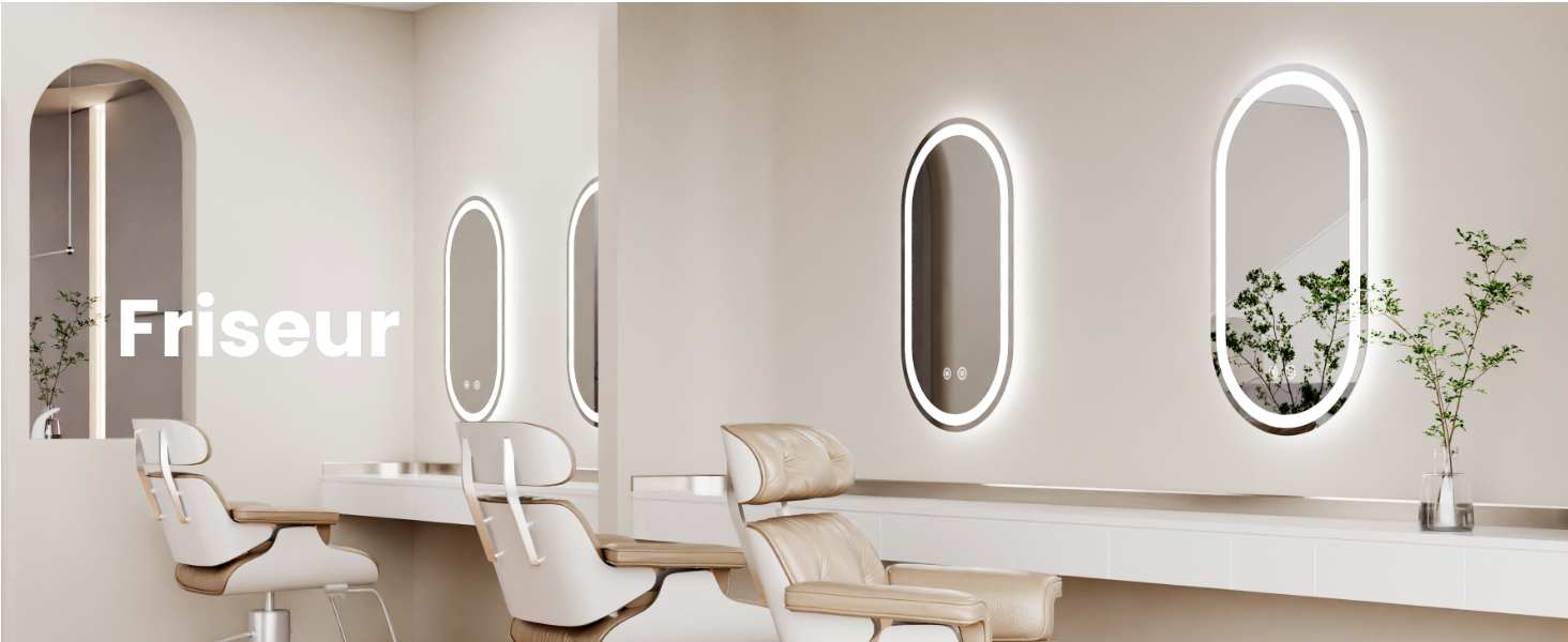 Дзеркало для ванної кімнати EMKE з підсвічуванням 50x90 см, овальне, з сенсорним перемикачем, 3 кольори світла, регулювання яскравості, антизапарник, функція пам'яті, автоматичне вимкнення через 3 години