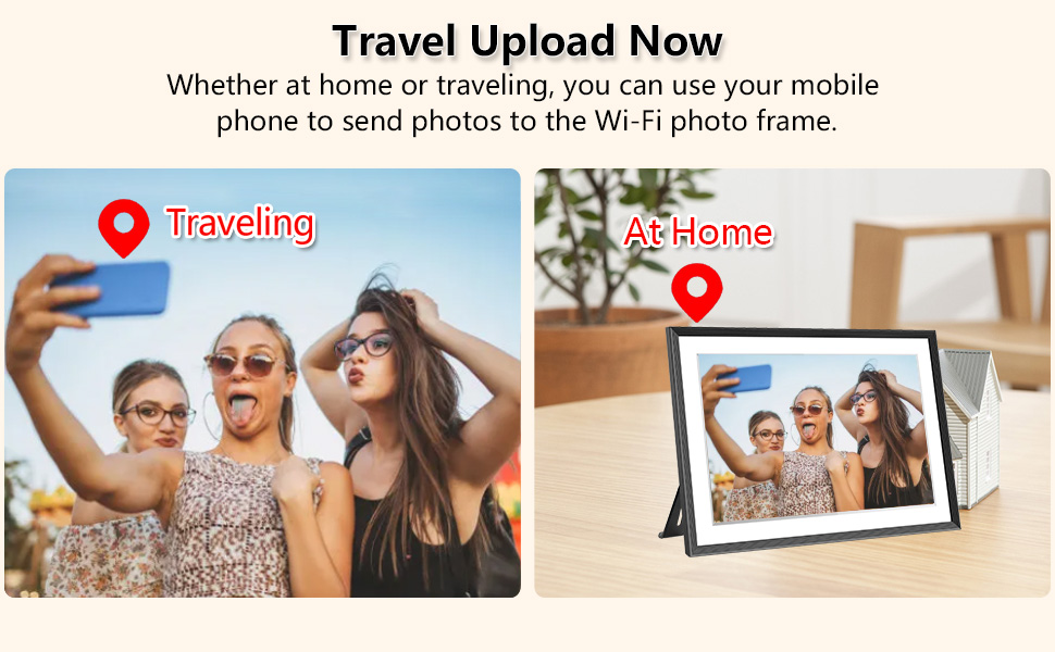 Цифровий фоторамка FRAMEO з Wi-Fi, 32GB, 10.1 дюйма, сенсорний екран, автоповорот, датчик руху, Frameo App для обміну фото з будь-якого місця