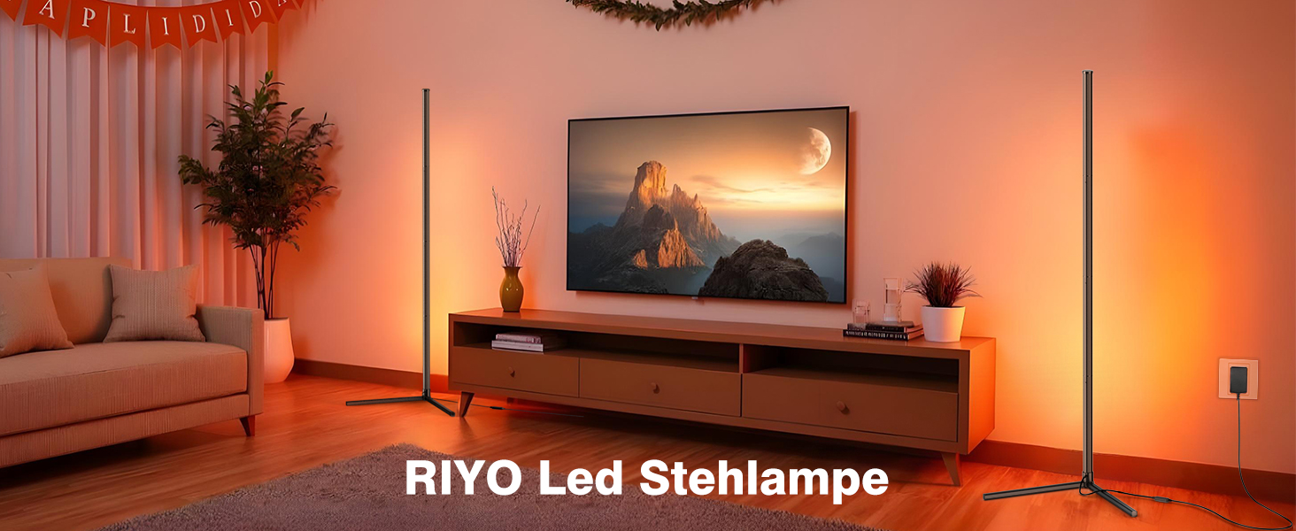 LED Торшер у вітальню RGB з димером, пультом та керуванням через додаток. Кутова LED лампа з 16 млн кольорів, 68+ режимів, музичний режим для спальні та геймінгу