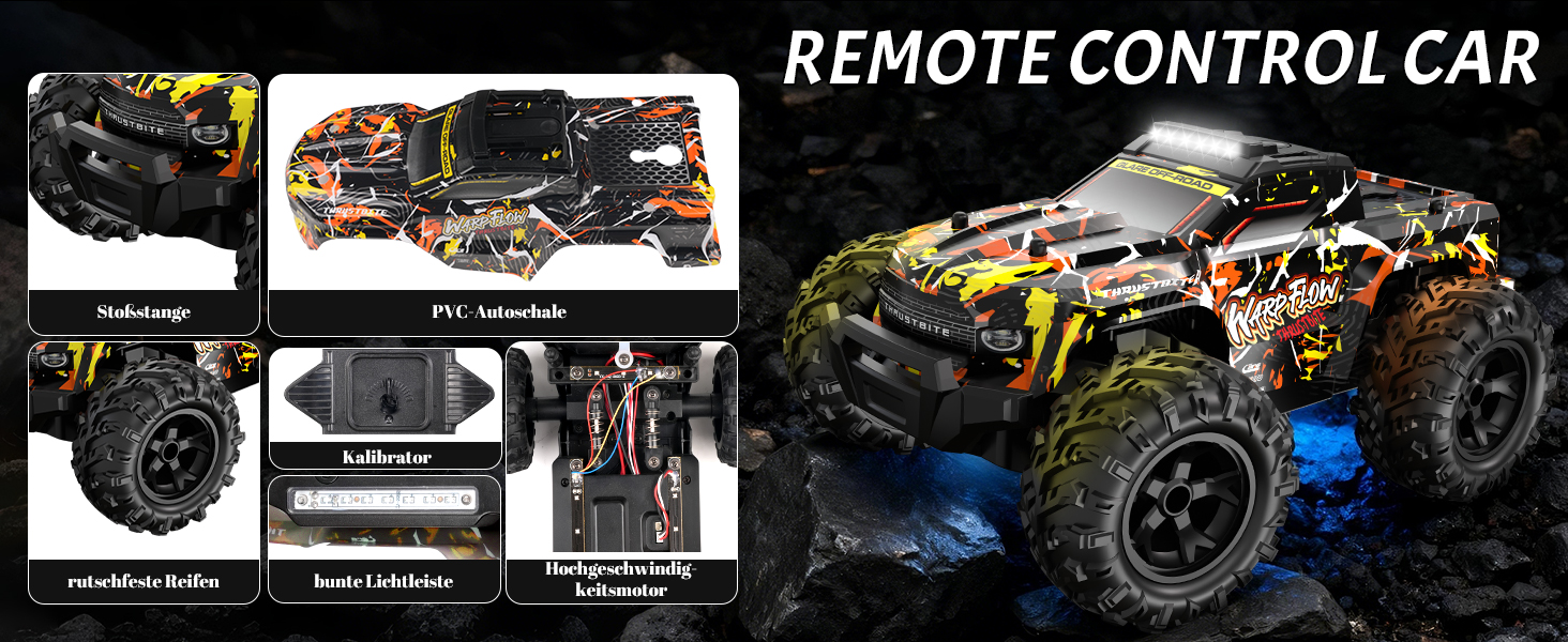 Радіокерований позашляховик BAZADER 1:18 з LED підсвіткою та розпилювачем води, 25 км/год, 2.4 GHz, для дітей від 4 років (Жовтий)