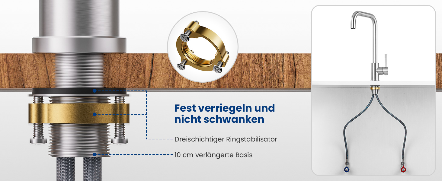 Змішувач для кухні CECIPA чорний з нержавіючої сталі, поворотний на 360°, з важілем для гарячої та холодної води, підключення G3/8