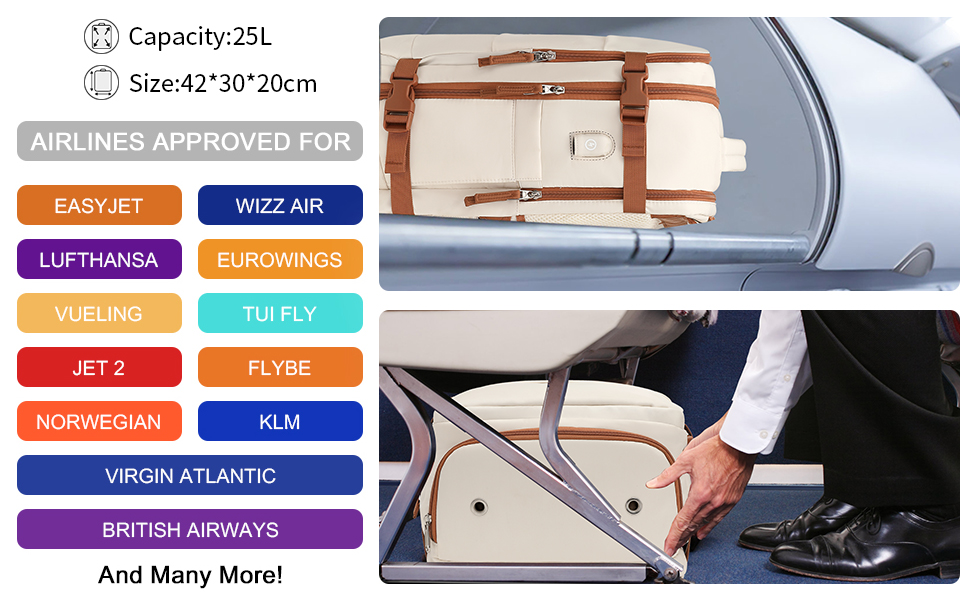 Рюкзак KONO для ручної поклажі 42x30x20, 25L, для ноутбука, Outdoor, для подорожей, спортивний, Weekender, з відділенням для взуття, 42.0 x 30.0 x 20.0 см, Бежевий та Коричневий