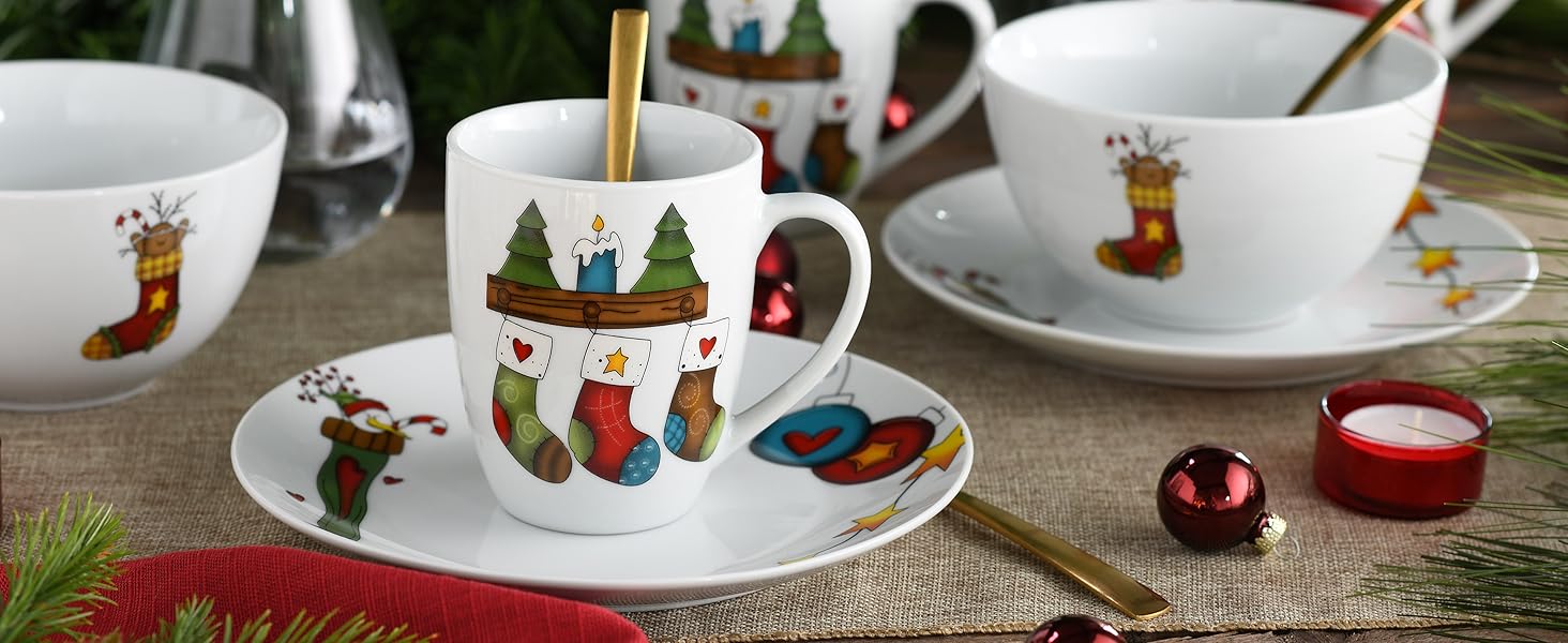 CreaTable Набір посуду Luna, 18 предметів для 6 осіб: серія, порцеляна, для сніданку, безпечний у мийці та мікрохвильовці