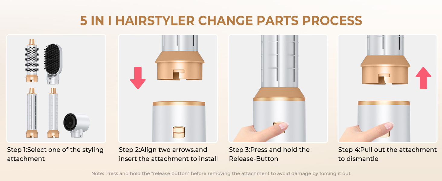 MogaWave Air Styler Pro 6 в 1: Фен-щітка, стайлер для волосся 1000W (білий)