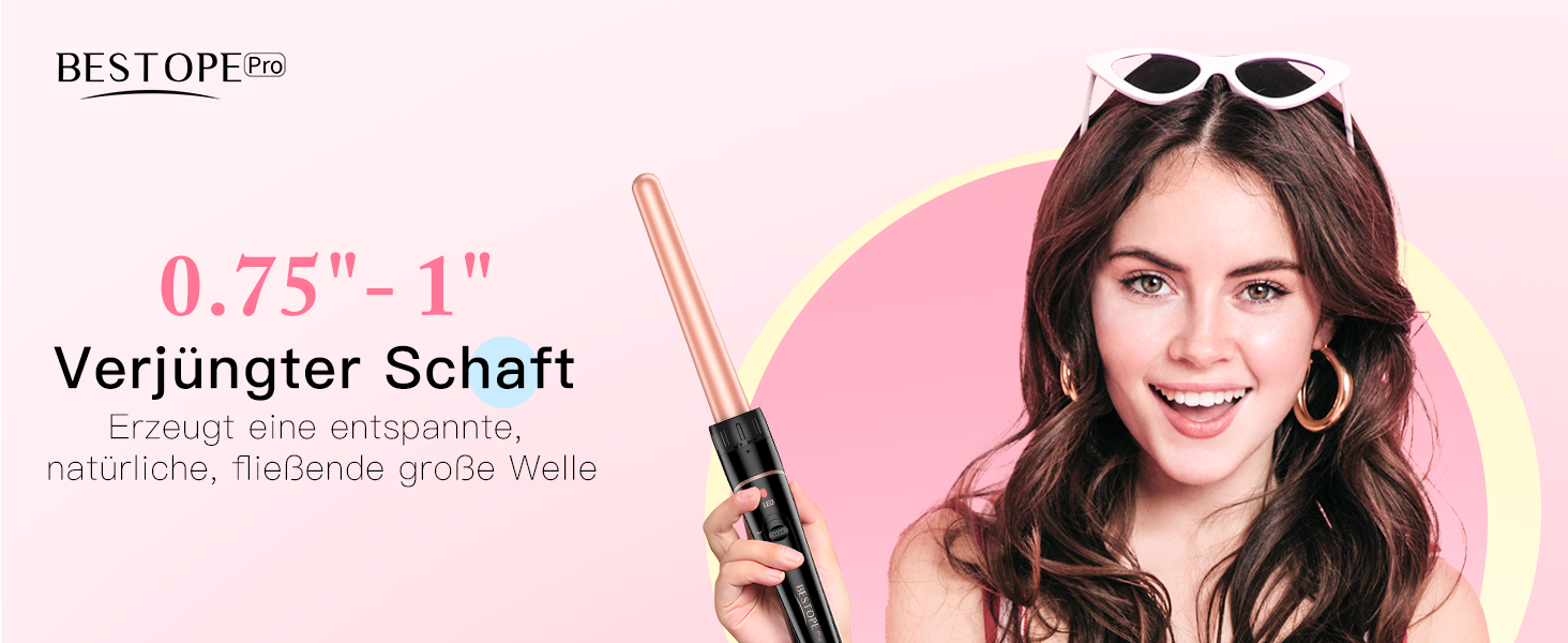 BESTOPE PRO Lockenstab 6-в-1: великі та малі локони, різні насадки, регулювання температури, рожеве золото