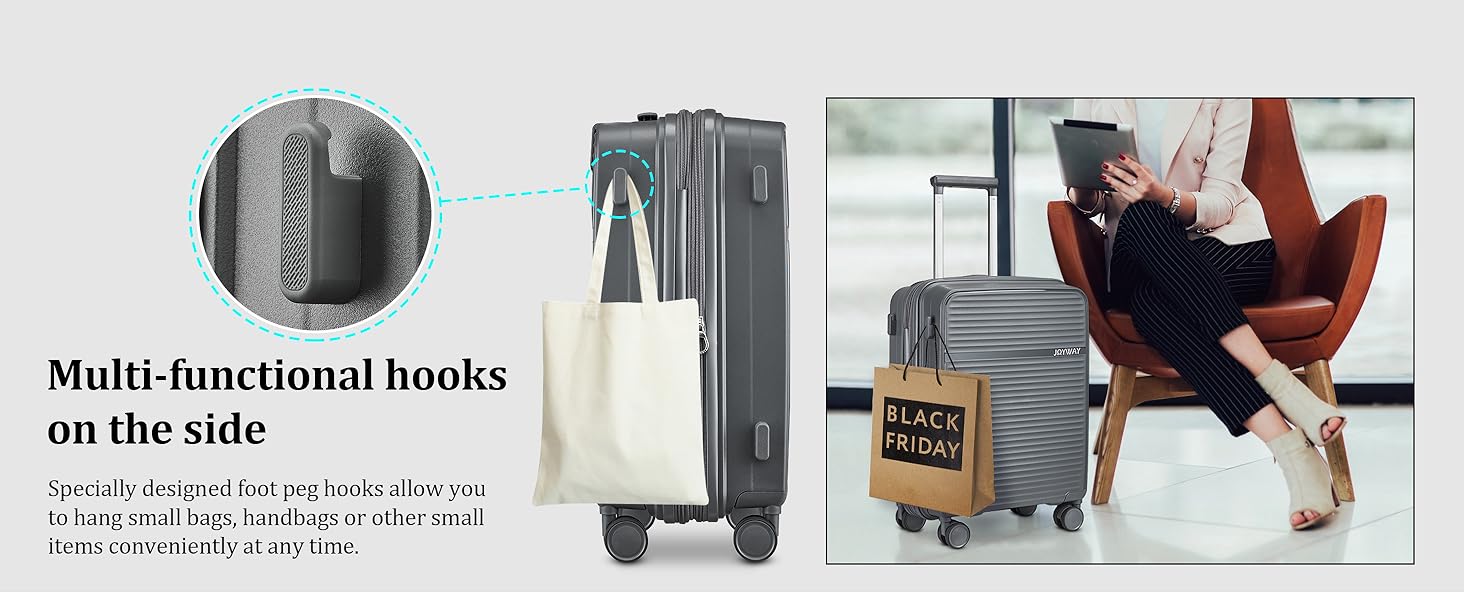 Набір валіз Joyway 4 шт. з жорстким корпусом та TSA-замком, розширюваний, сірий колір