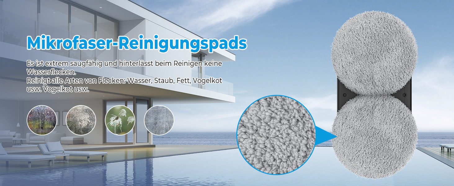 Робот для миття вікон, 5600Pa, з автоматичним розпиленням, 3 режими, інтелектуальна навігація, розпізнавання країв, пульт ДУ, система безпеки та 10 ганчірок для миття