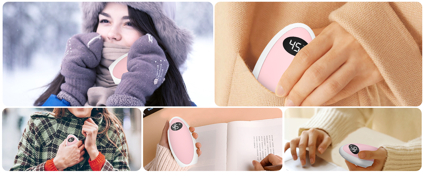 Електричний грілка для рук Powerbank 5200mAh, USB, для кемпінгу, катання на лижах, подарунок (Рожевий)