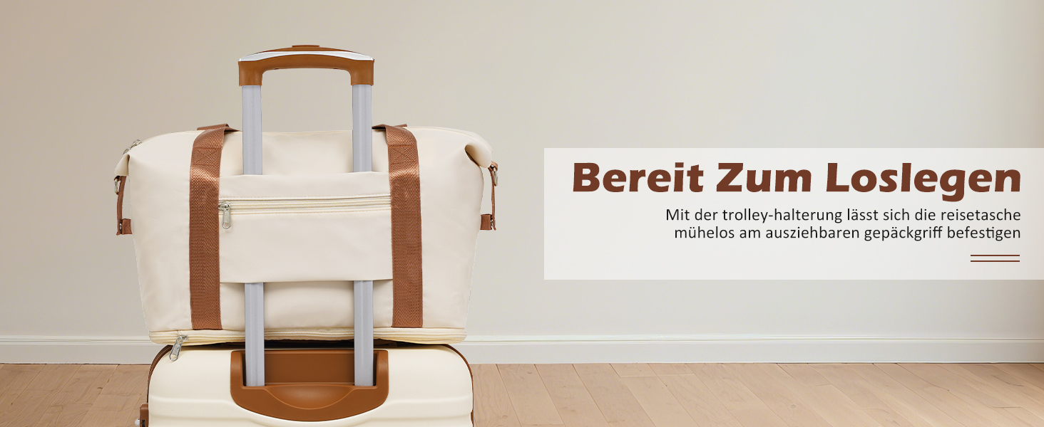 Набір валіз COOLIFE 3шт: велика валіза, сумка для подорожей, культиватор. ABS, TSA-замок, 4 колеса. Білий/коричневий.