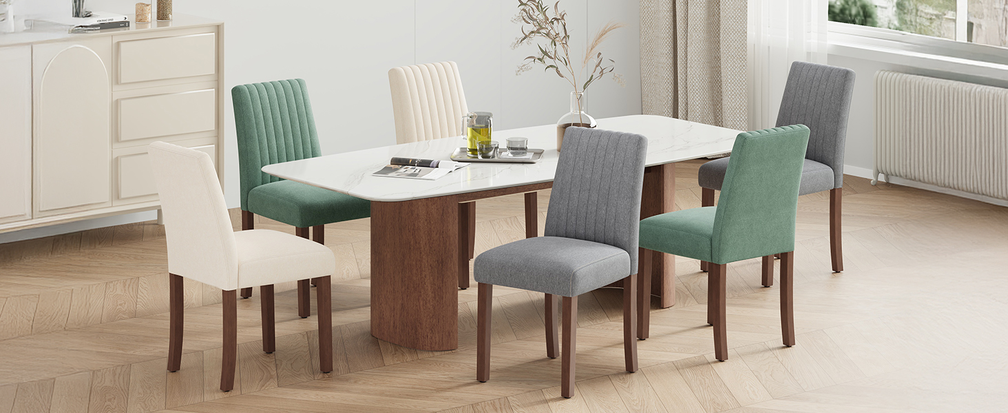 COLAMY Комплект з 2 обідніх стільців, м'який дизайн, спинка, для кухні, ресторану, сірий колір