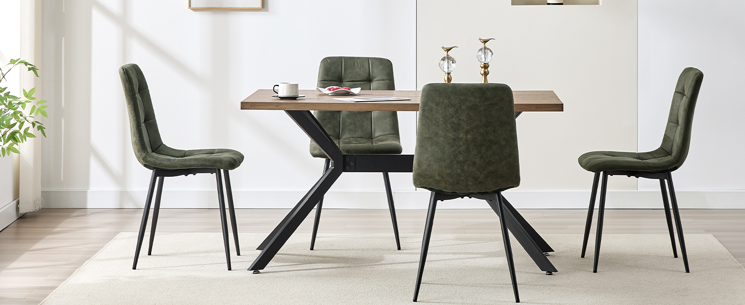 LEWE Комплект обідніх стільців для кухні та вітальні, зелені. Сучасні стільці з металевими ніжками та м'яким сидінням з технічної тканини (2 шт.)