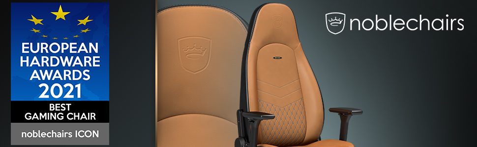 Noblechairs ICON Cognac/Schwarz: Ігровий крісло з екошкіри, 150 кг, ергономічний офісний крісло з підлокітниками