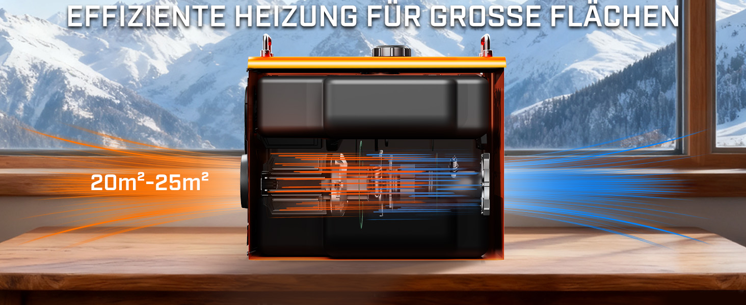 Дизельний опалювач LDHTHOPI 8 кВт, 12/24V з таймером, LCD-дисплеєм та пультом керування. Швидкий нагрів, 4.5L. Економія енергії для гаража, кемпінгу, автодому (Помаранчевий)