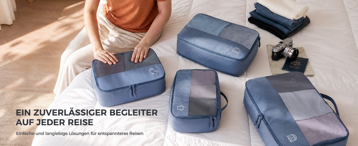 Набір органайзерів для валізи та рюкзака Packing Cubes, 8 предметів, сіро-блакитний