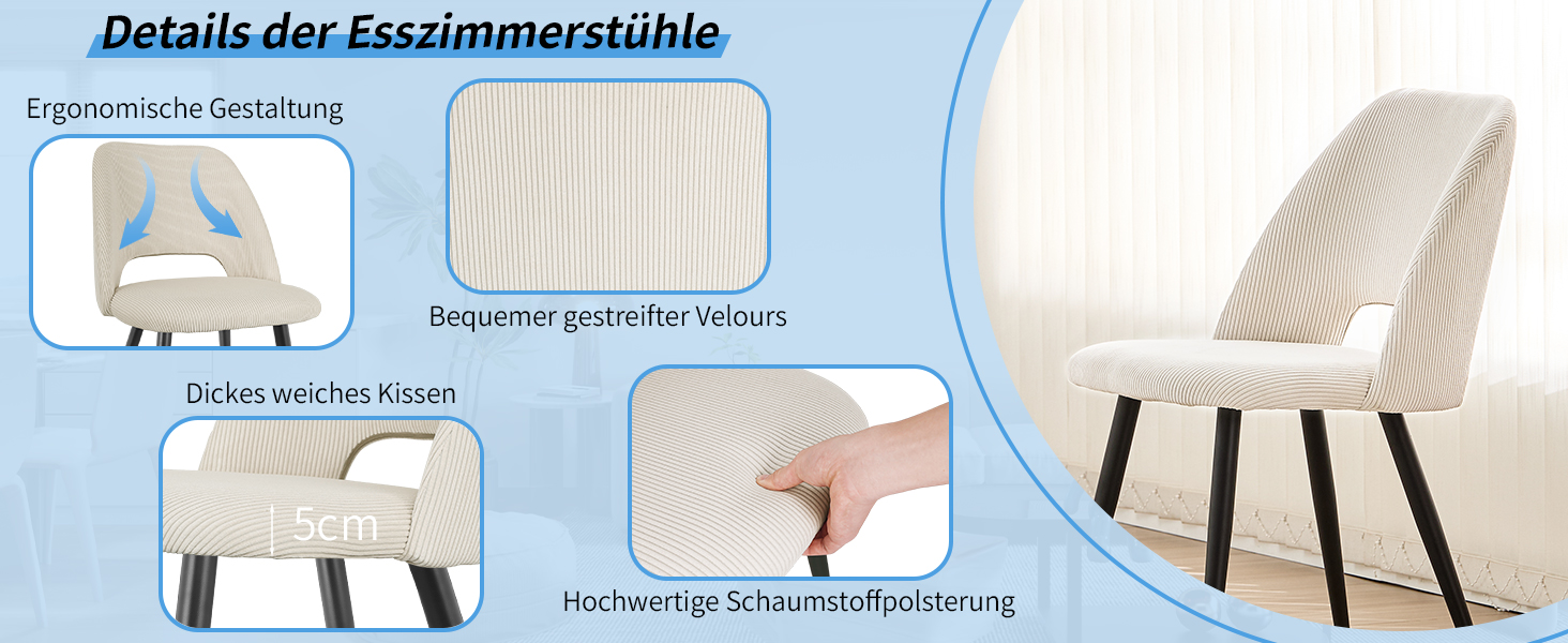 Набір з 4-х обідніх стільців у вітальню, кухню, спальню, бежеві, з вирізом на спинці, з м'якою оббивкою з велюру