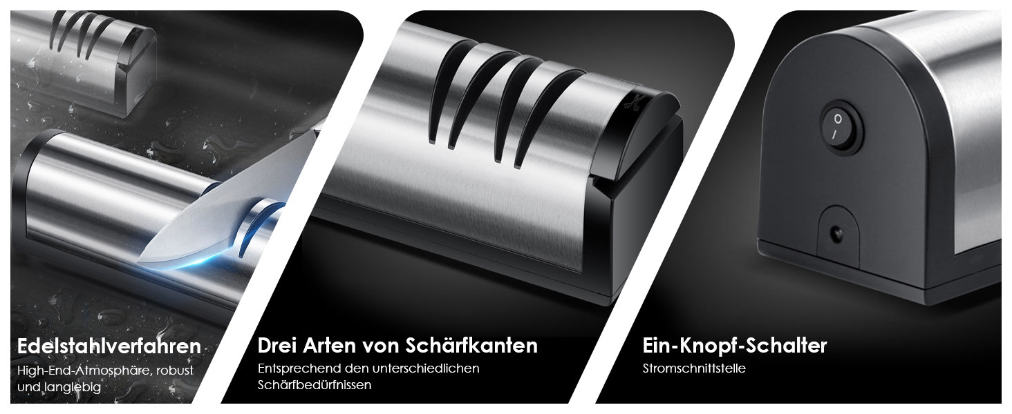 Електричний заточувач для ножів 3 в 1 з алмазним напилком для кухонних ножів, ножиць та топориків