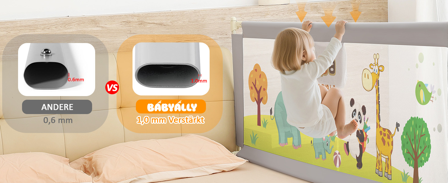 Бортики для ліжка дитячі 3 шт. (2x200 см + 1x180 см) складні, захист від випадання, малюнок 'Джунглі', для малюків та дітей