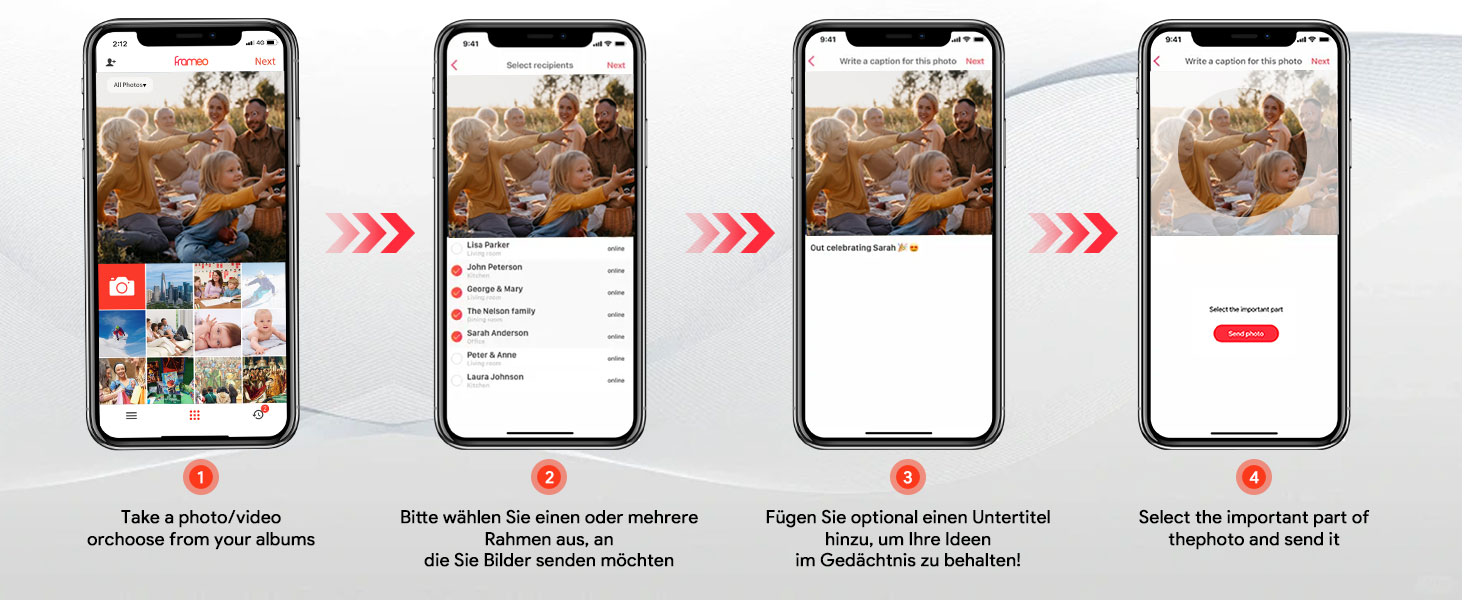Цифрова фоторамка 15.6 дюймів з Wi-Fi, HD IPS сенсорний екран 1920x1080, 32ГБ пам'яті, підтримка Frameo App, автоматичний поворот зображення