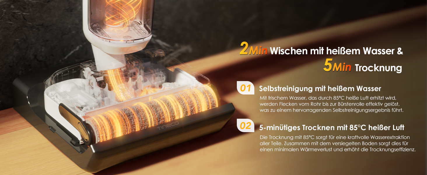 Tineco FLOOR ONE S6 Combo: акумуляторний миючий пилосос 2-в-1 для підлоги, килимів, меблів (з функцією сушіння)