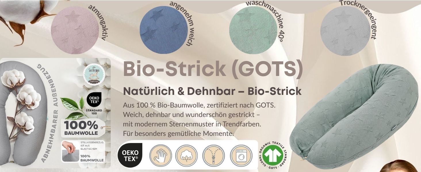 Подушка для вагітних та годування sei Design XXL 190x35 см, ергономічна подушка для сну з чохлом з органічної бавовни муслін (м'ятна)