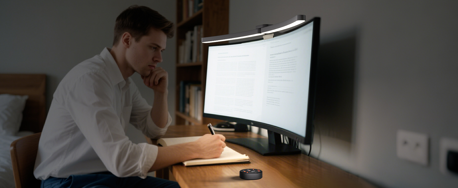 Quntis Лампа для монітора з регулюванням кута та пультом дистанційного керування, 66 см, тепле світло, авто-диммування, без мерехтіння, захист від блакитного світла, настільна лампа