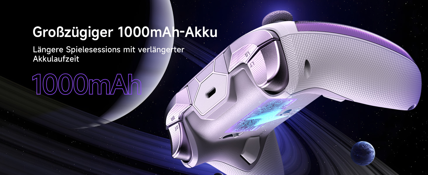 Контролер EasySMX D10 для ПК з підстанцією зарядки, бездротовий контролер з джойстиком TMR та 2-в-1 тригером, 1000Hz polling контролер з RGB підсвічуванням для ПК/Switch/телефону (фіолетовий)