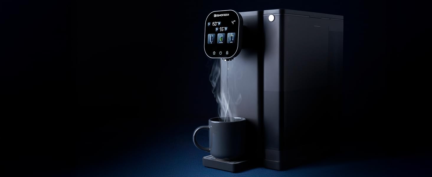 Система зворотного осмосу OsmoFresh Fusion Air настільна | З мінералізацією та УФ-стерилізацією | Гаряча вода | Без встановлення, сертифікат TÜV