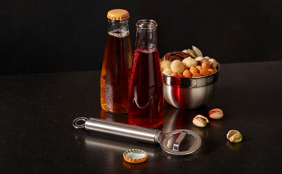 Відкривачка для банок та пляшок RÖSLE, нержавіюча сталь, з отвором для підвішування, срібна