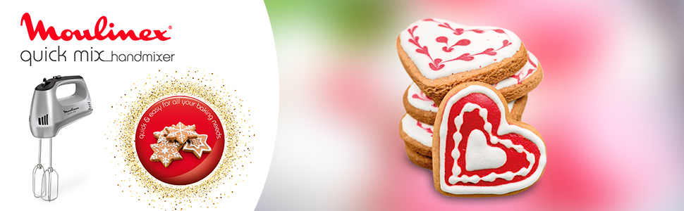 Міксер ручний Moulinex Quickmix HM3108 300 Вт, 5 швидкостей, нержавіюча сталь, для тіста, крему, чорний