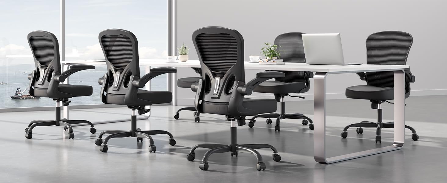 Офісний стілець Synorla ергономічний з підтримкою спини, до 150 кг, поворотний, чорний