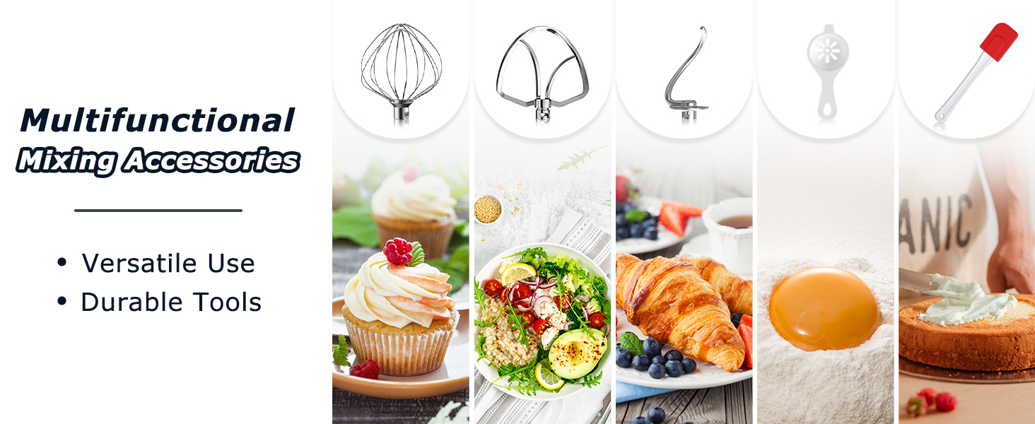 Кухонна машина Cheflee 2000W: потужна планетарна міксер для тіста та збивання, 6 швидкостей, 7.2 л чаша з нержавіючої сталі, гак та вінчик, захист від бризок, чорний