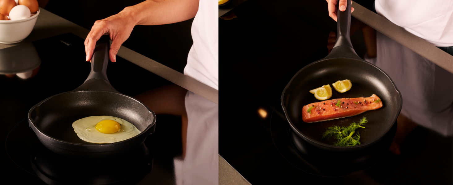 Квадратна сковорода-гриль Stone&Stone 28x28 см | Професійна сковорода для стейків | Німецьке антипригарне покриття GREBLON C3+ без PFOA | Знімна ручка | Підходить для індукційних, газових плит та духовки | Для приготування барбекю з щипцями 28 см