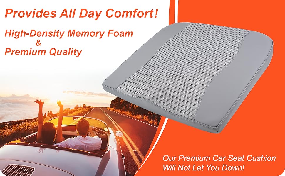 Автомобільна подушка Lofty Aim з піни Memory Foam для водія: підтримка спини, зняття болю при ішіасі, для автокрісла, офісного крісла, візка (сіра, PU-шкіра, 4D Mesh)