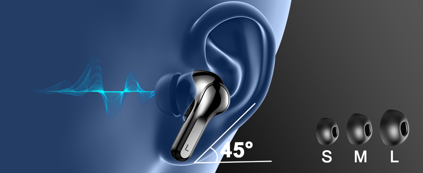 Навушники-вкладиші Bluetooth 5.3 бездротові, 48-годинний стерео, мікрофон ENC, 3.8G, водонепроникний IP7, LED, USB-C, чорний