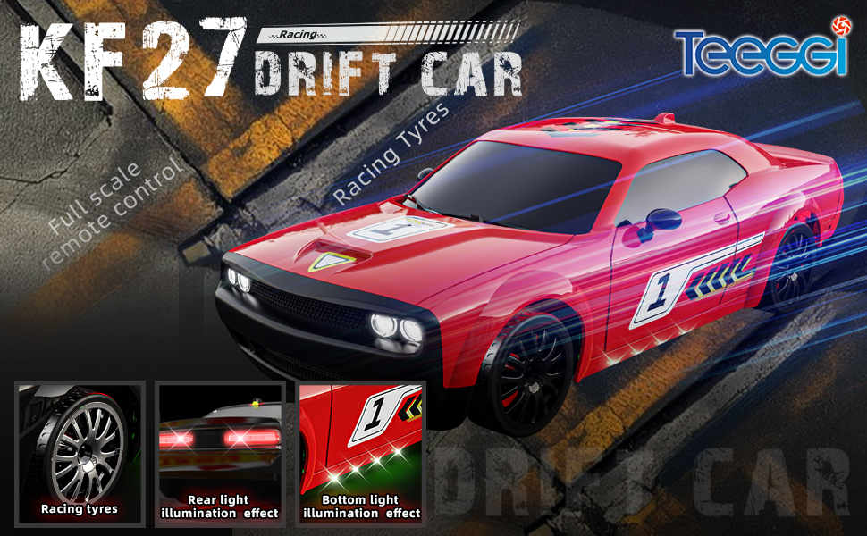 RC Дрифт-кар 1:20 для дітей, 2.4Ghz, LED, 15км/год, 4WD, чорний + 2 батарейки