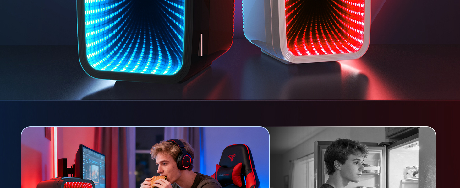 Міні-холодильник BEICHEN 4Л з RGB-підсвіткою, функція охолодження та підігріву 2в1, для напоїв, косметики та геймінгу, AC 220V/DC 12V (Чорний)