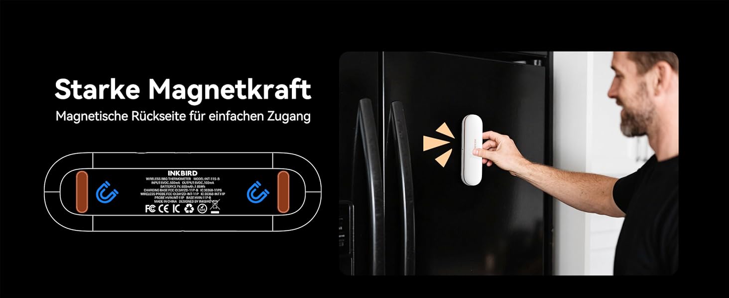 Термометр для м'яса Inkbird INT-11S-B: Бездротовий термометр-щуп з Bluetooth, IP67, для приготування на грилі, BBQ, духовці та коптильні