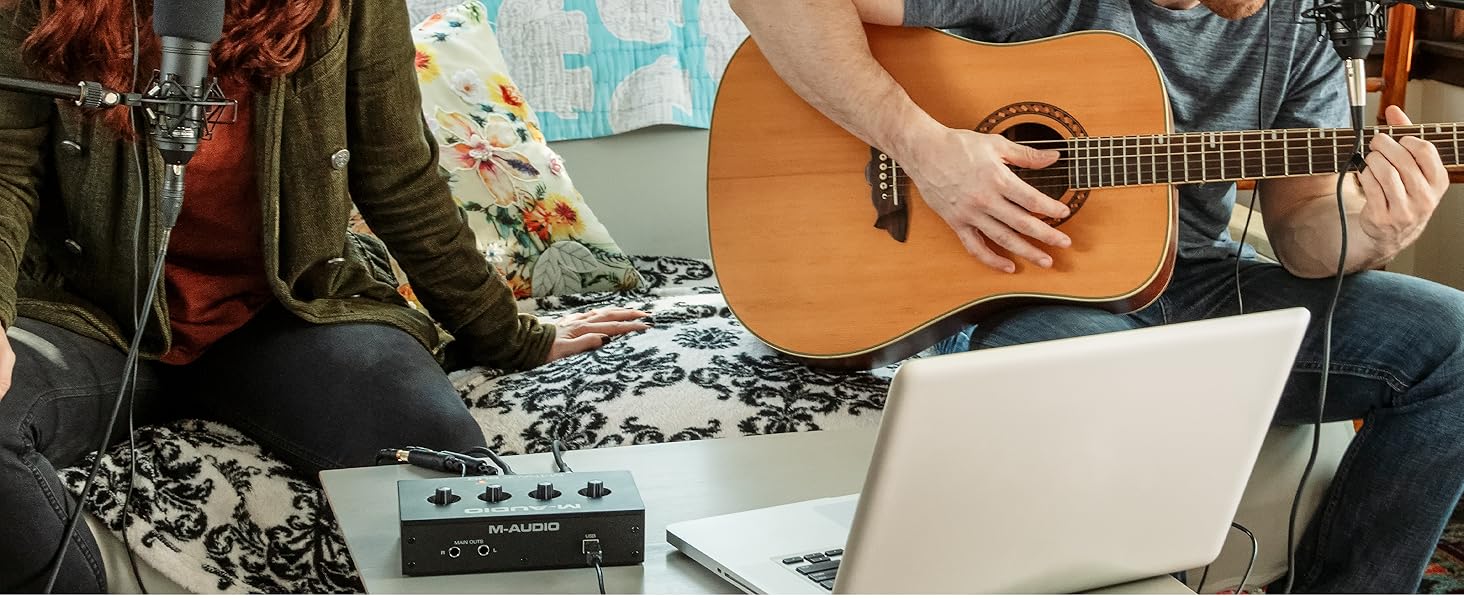 Аудіоінтерфейс M-AUDIO M-Track Duo USB для запису, стрімінгу та подкастингу (2 XLR/Line/DI входи, 48kHz, з програмним забезпеченням)