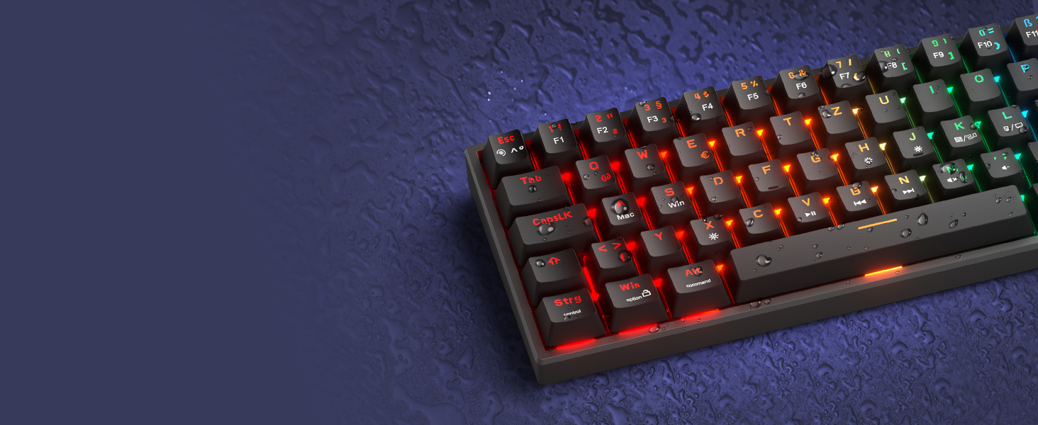 Механічна клавіатура KOORUI для геймінгу: бездротова/провідна, Bluetooth, 82 клавіші, QWERTZ (німецька розкладка), 4000mAh, RGB, для Windows/MacOS/Linux