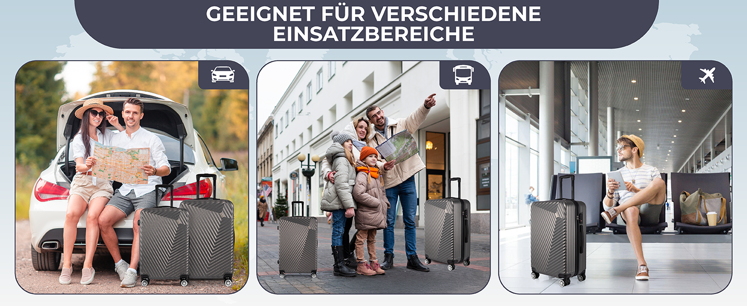 Набір валіз xRace 3-частинний ABS, 20/24/28 дюймів, ручна поклажа, TSA замок, 360° колеса, стійкий до ударів, преміум підкладка