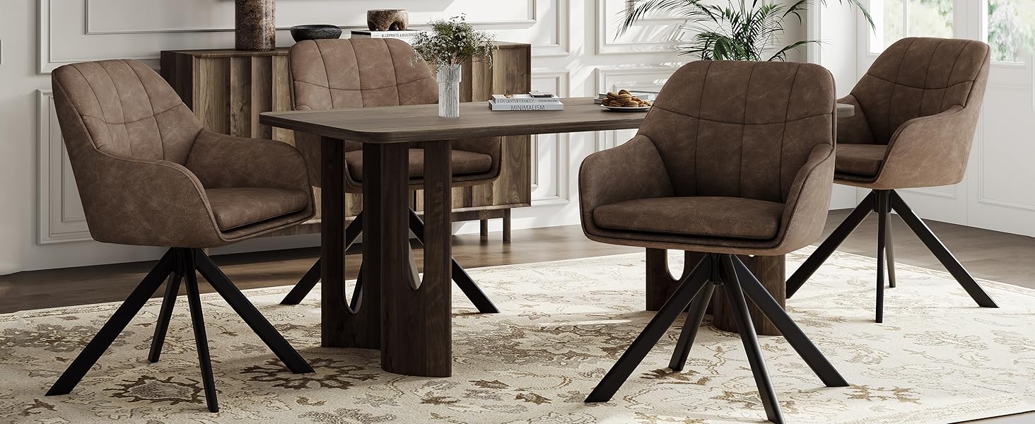 Набір з 2 обертових стільців для їдальні/кухні, бежевий, з підлокітниками, поліестер, металеві ніжки